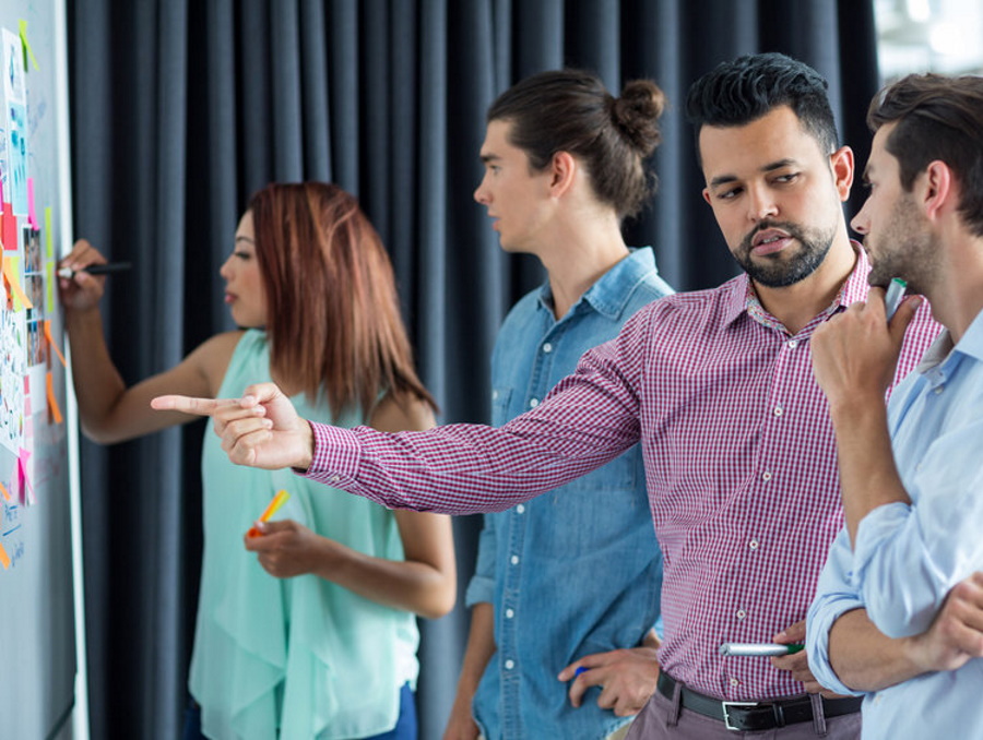 A group of people doing a research