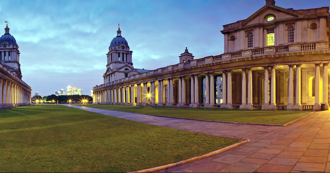 An image of the historic buildings of the Royal Naval College at the University of Greenwich campus